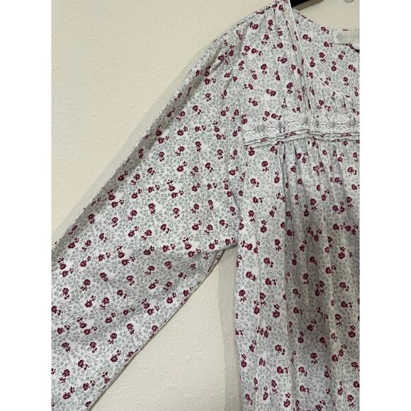 Eileen West 100% Cotton Flannel Nightgown long sleeve ditsy floral pattern XL - Picture 3 of 8